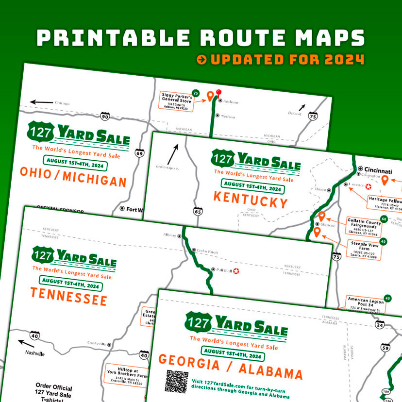 127 Yard Sale Printable Route Maps 2024