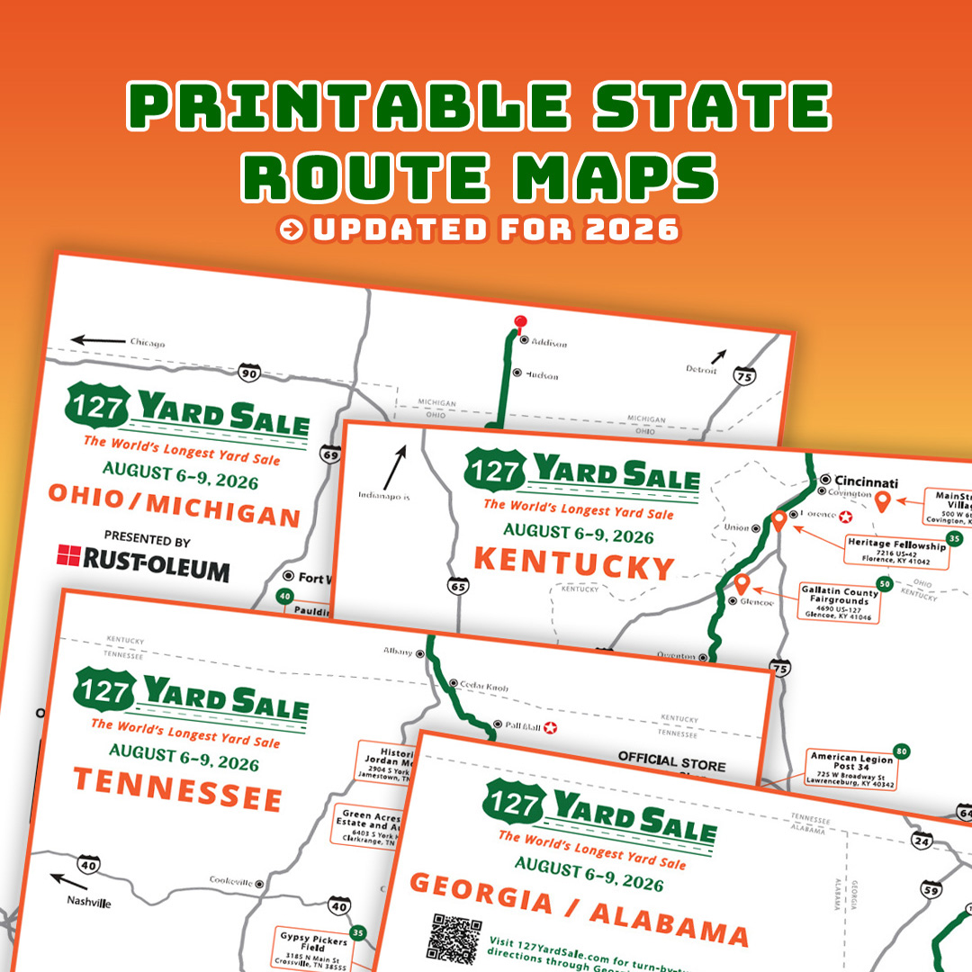 127 Yard Sale Printable Route Maps 2026