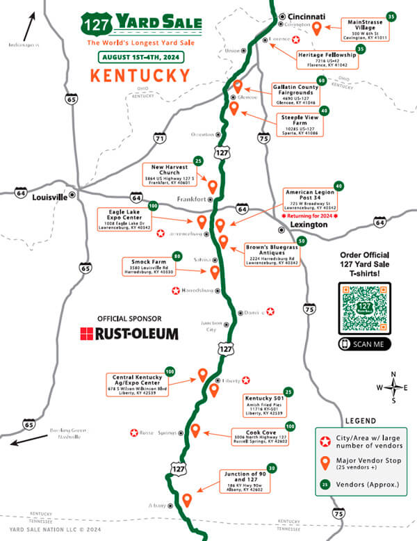 127 Yard Sale Route Map Kentucky