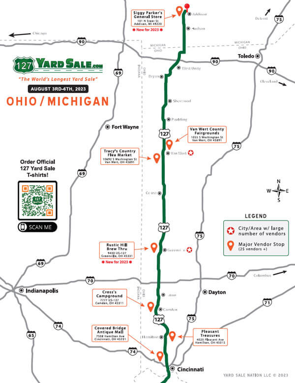 127 Yard Sale Route Map Ohio Michigan