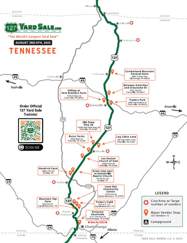 Printable 127 Yard Sale State Route Maps