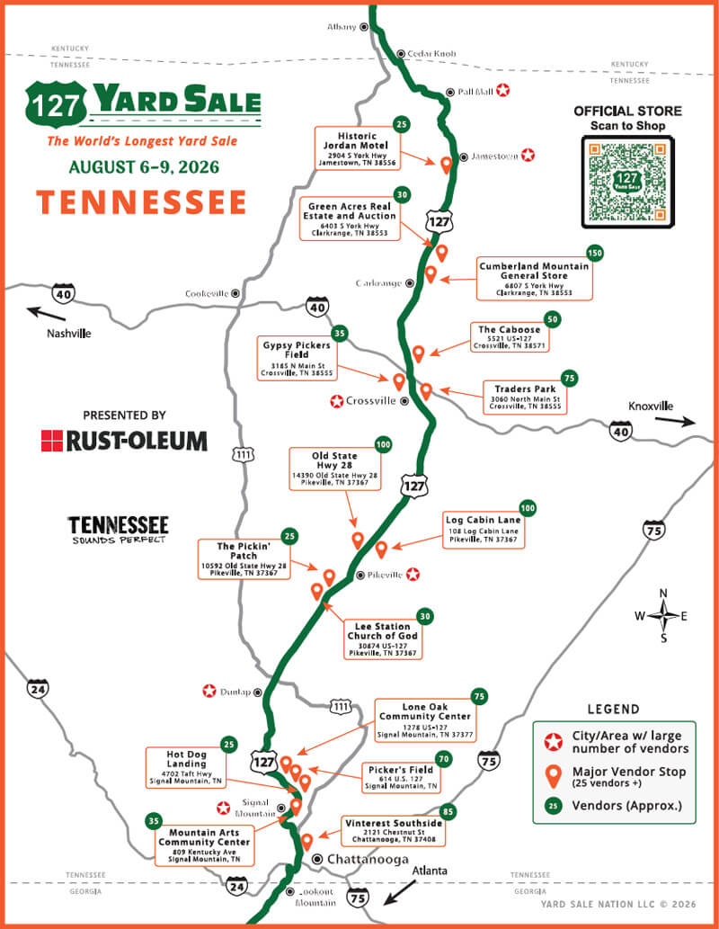 127 Yard Sale Route Map Tennessee